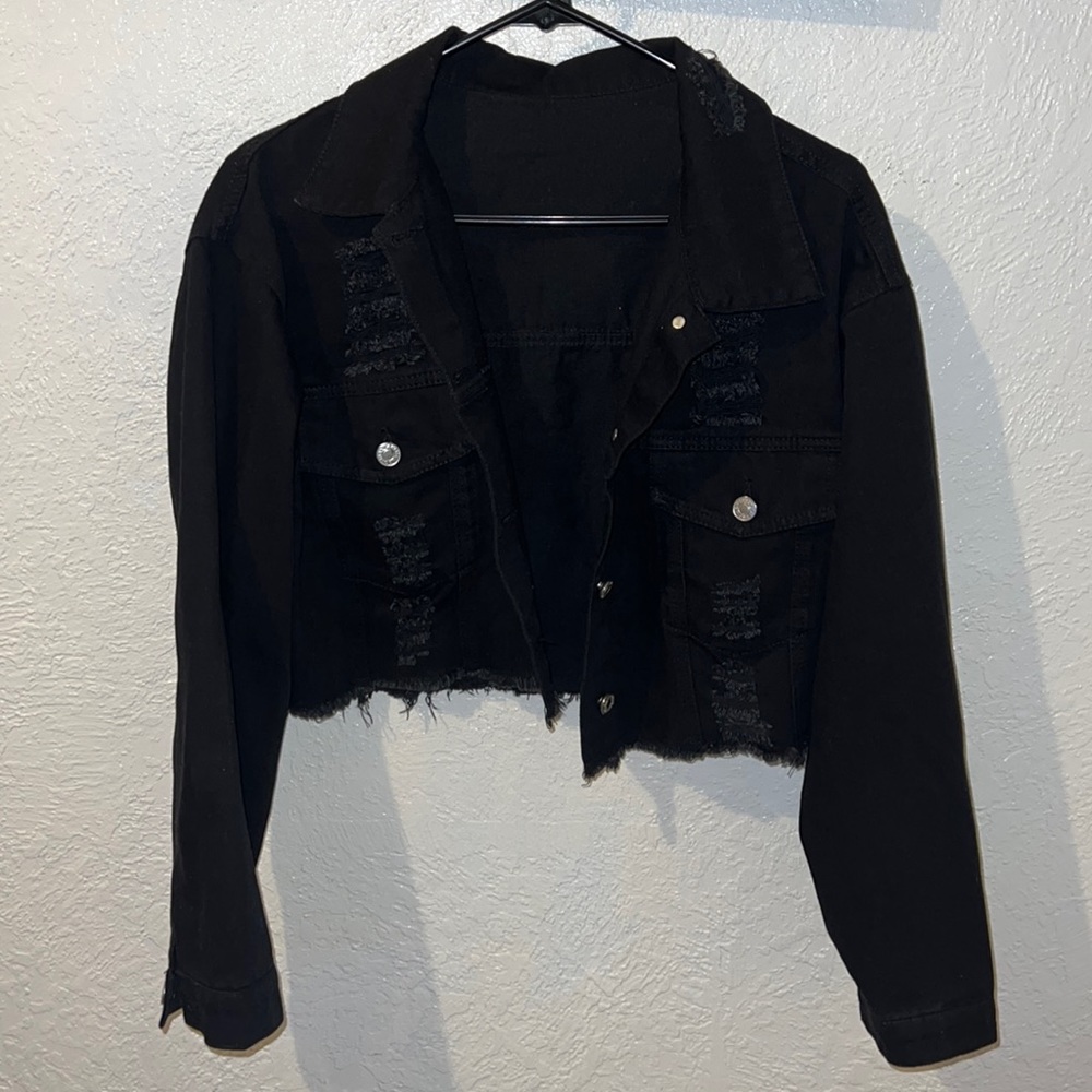 Black Crop Top Jean Jacket